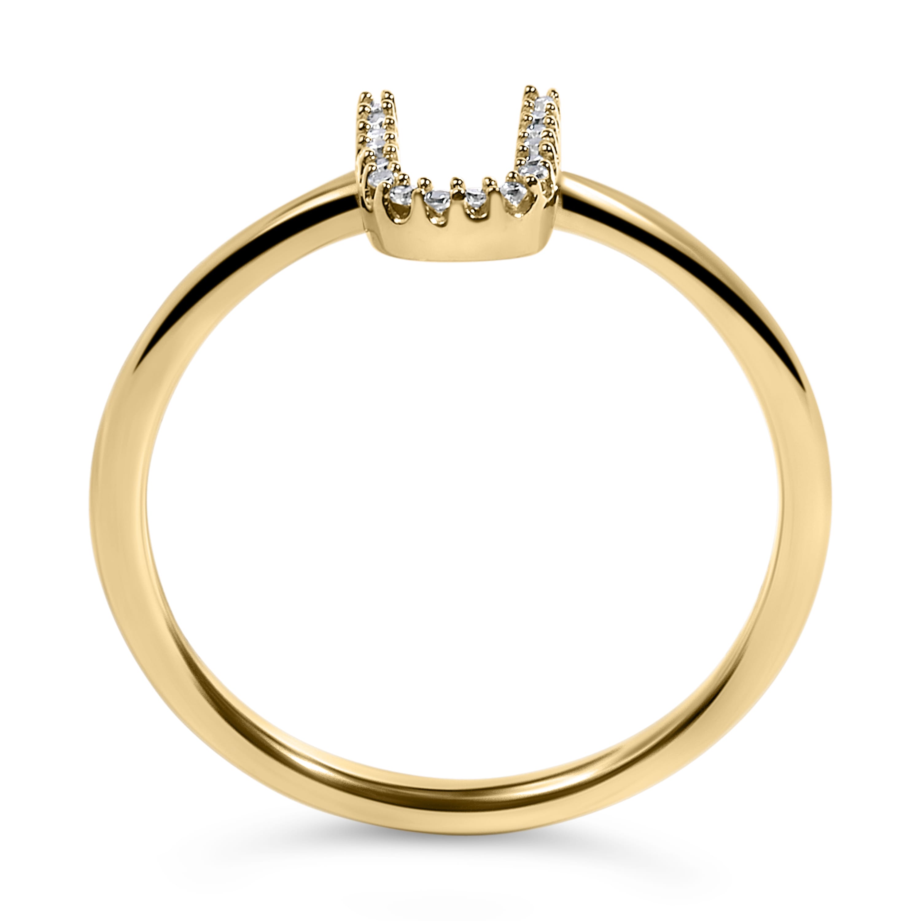 10K Yellow Gold Diamond Accent Initial "U" Ring