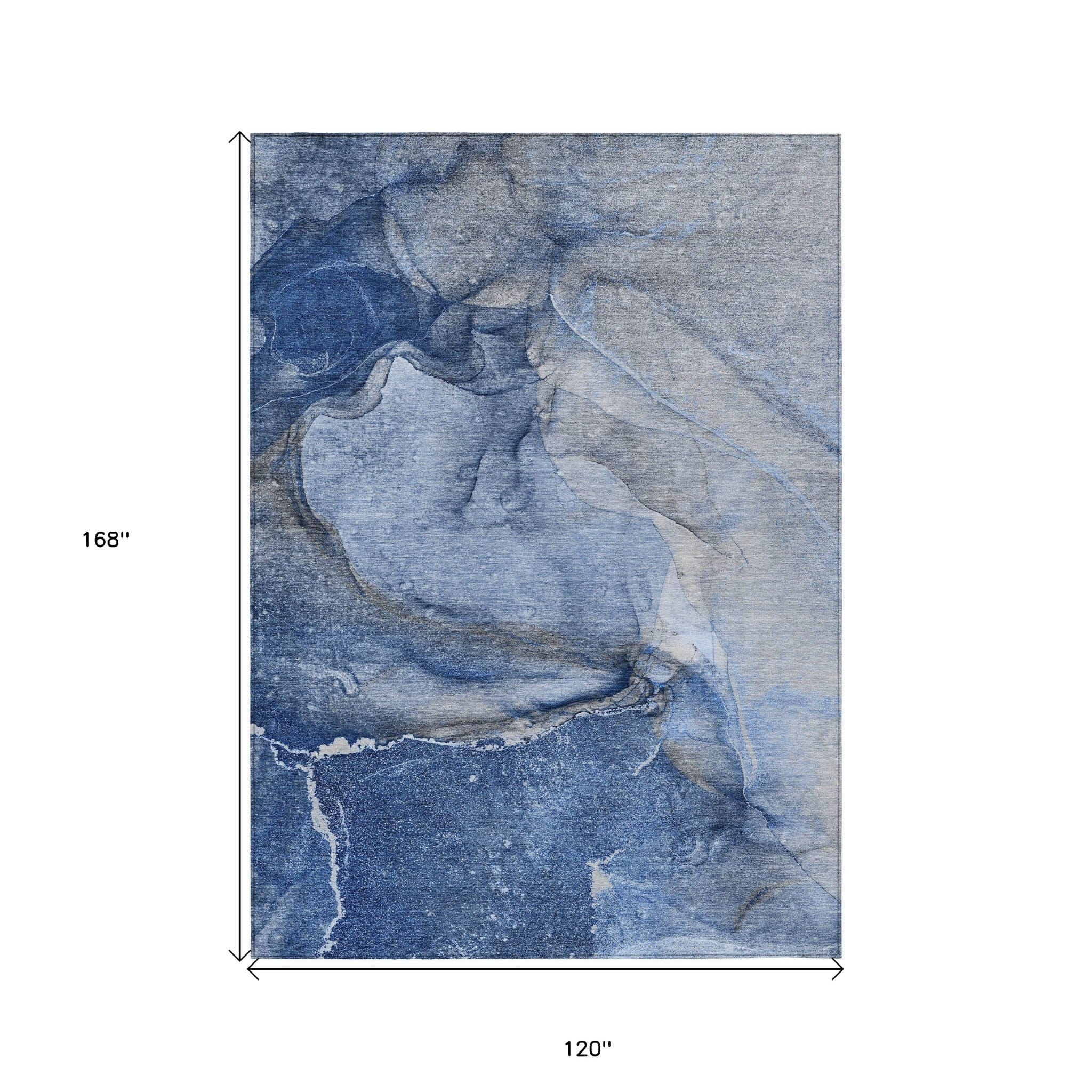 10' X 14' Navy Blue Abstract Washable Non Skid Indoor Outdoor Area Rug