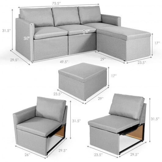 Convertible L-Shaped Sectional Sofa Couch with Reversible Chaise-Green