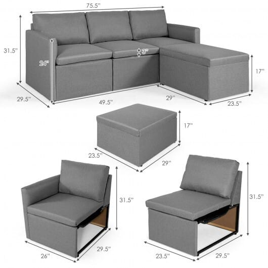 Convertible L-Shaped Sectional Sofa Couch with Reversible Chaise-Green