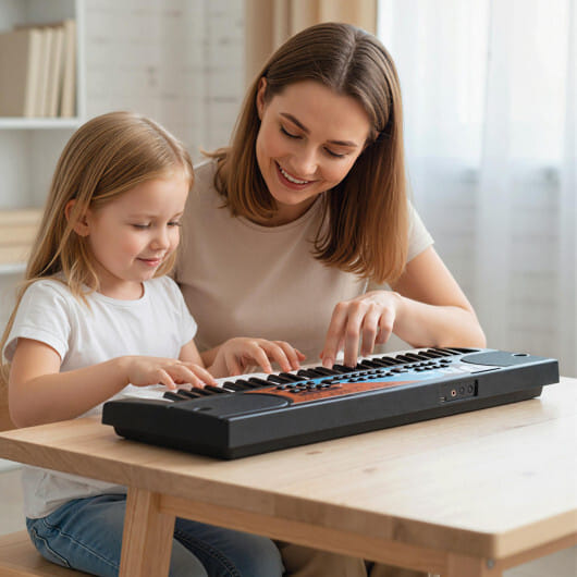 Kids Piano Keyboard 49 Keys Portable Electric Keyboard Piano with 8 Rhythms 8 Tones-Black - Color: Black