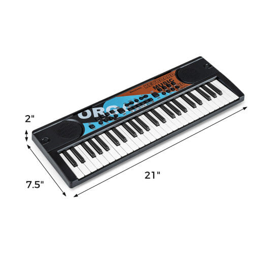 Kids Piano Keyboard 49 Keys Portable Electric Keyboard Piano with 8 Rhythms 8 Tones-Black - Color: Black