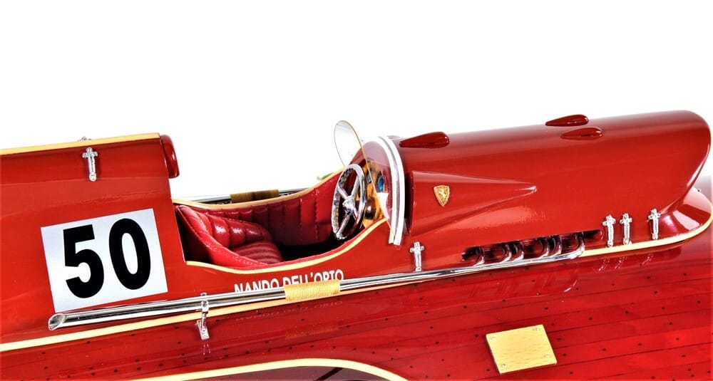 7" Red Manufactured Wood Hand Painted Decorative Boat