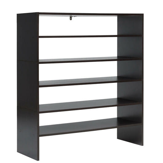 Costway 3 Pieces 31-Inch Stackable Multi-Shape Shoe Rack-Brown