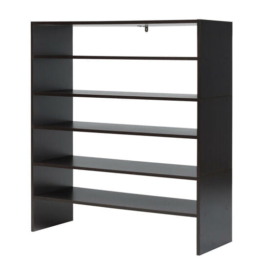 Costway 3 Pieces 31-Inch Stackable Multi-Shape Shoe Rack-Brown