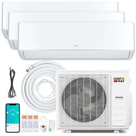 X-Pro 35000 BTU 3 Zone 22.5 SEER2 Mini Split AC with Heat Pump-9K + 12K + 12K - Color: White - Size: 9K + 12K + 12K