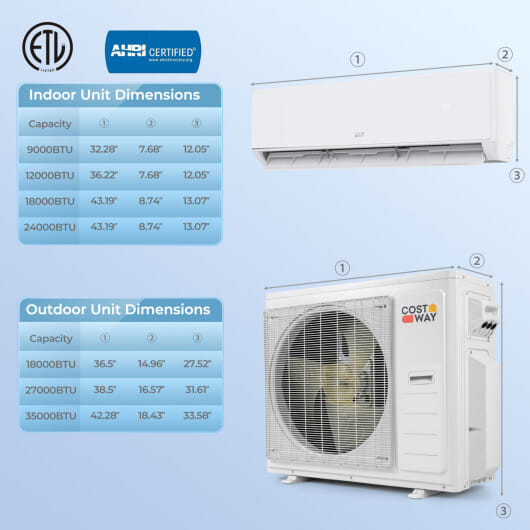 X-Pro 35000 BTU 3 Zone 22.5 SEER2 Mini Split AC with Heat Pump-9K + 12K + 12K - Color: White - Size: 9K + 12K + 12K