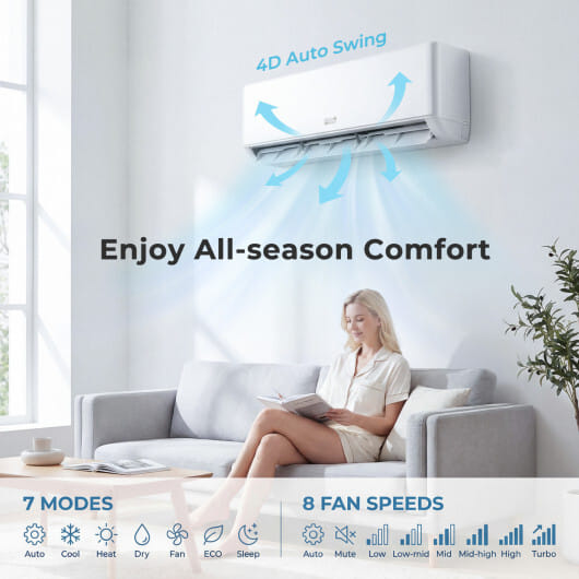 X-Pro 35000 BTU 3 Zone 22.5 SEER2 Mini Split AC with Heat Pump-9K + 12K + 12K - Color: White - Size: 9K + 12K + 12K