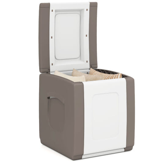 Outdoor Deck Box with Lid for Packages and Garden-Beige - Color: Beige