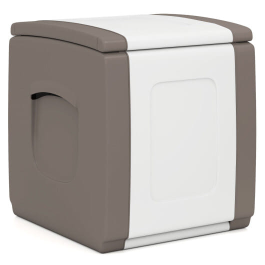 Outdoor Deck Box with Lid for Packages and Garden-Beige - Color: Beige