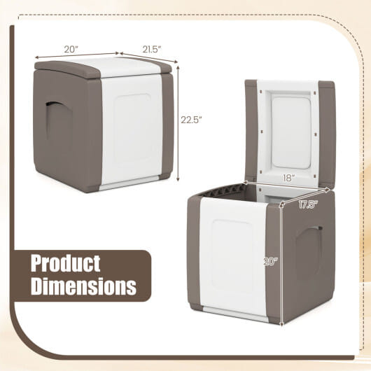 Outdoor Deck Box with Lid for Packages and Garden-Beige - Color: Beige
