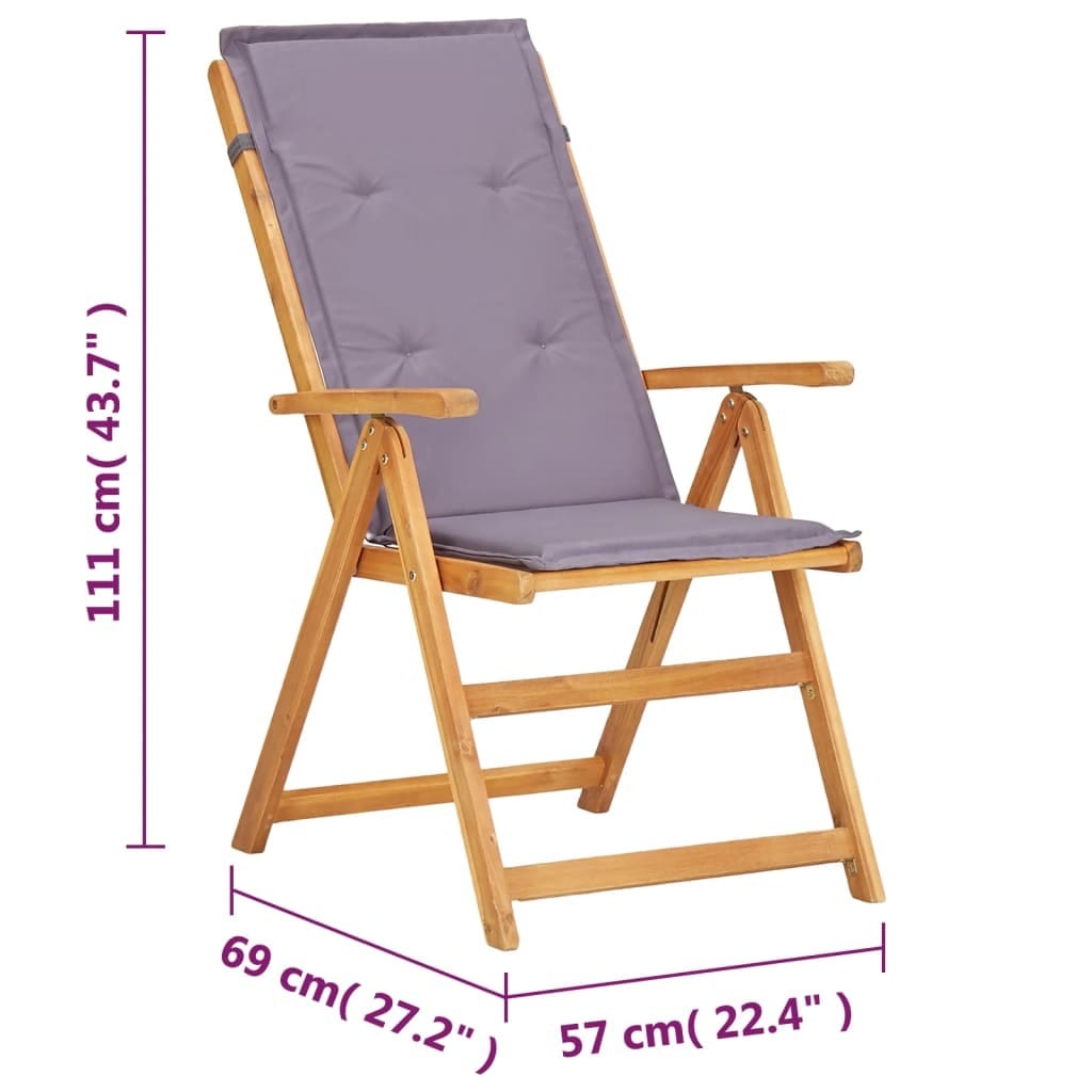 Reclining Patio Chairs 2 pcs Brown Solid Acacia Wood