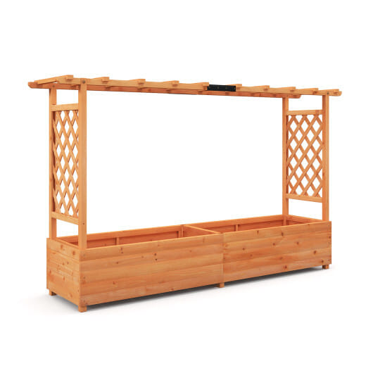 Raised Garden Bed Planter Box with Lattice Trellis Drainage Holes - Color: Orange