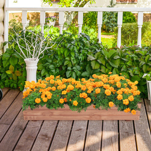 Costway 36 Inch Wooden Flower Planter Box Garden Yard Decorative Window Box Rectangular