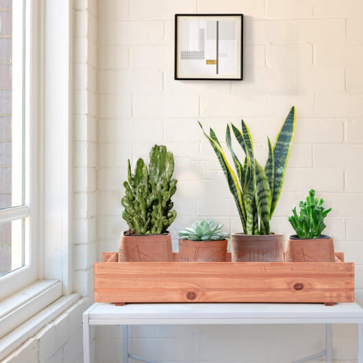 Costway 36 Inch Wooden Flower Planter Box Garden Yard Decorative Window Box Rectangular