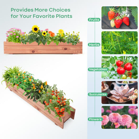 Costway 36 Inch Wooden Flower Planter Box Garden Yard Decorative Window Box Rectangular