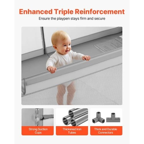 Baby Playpen, 78.7″ x 58.7″ Large Toddlers Playpen, Indoor/Outdoor Baby Fence Play Yard with 50 Ocean Balls, Zippered Door & Breathable Mesh, No-Gap Safety Activity Center for Babies Toddlers