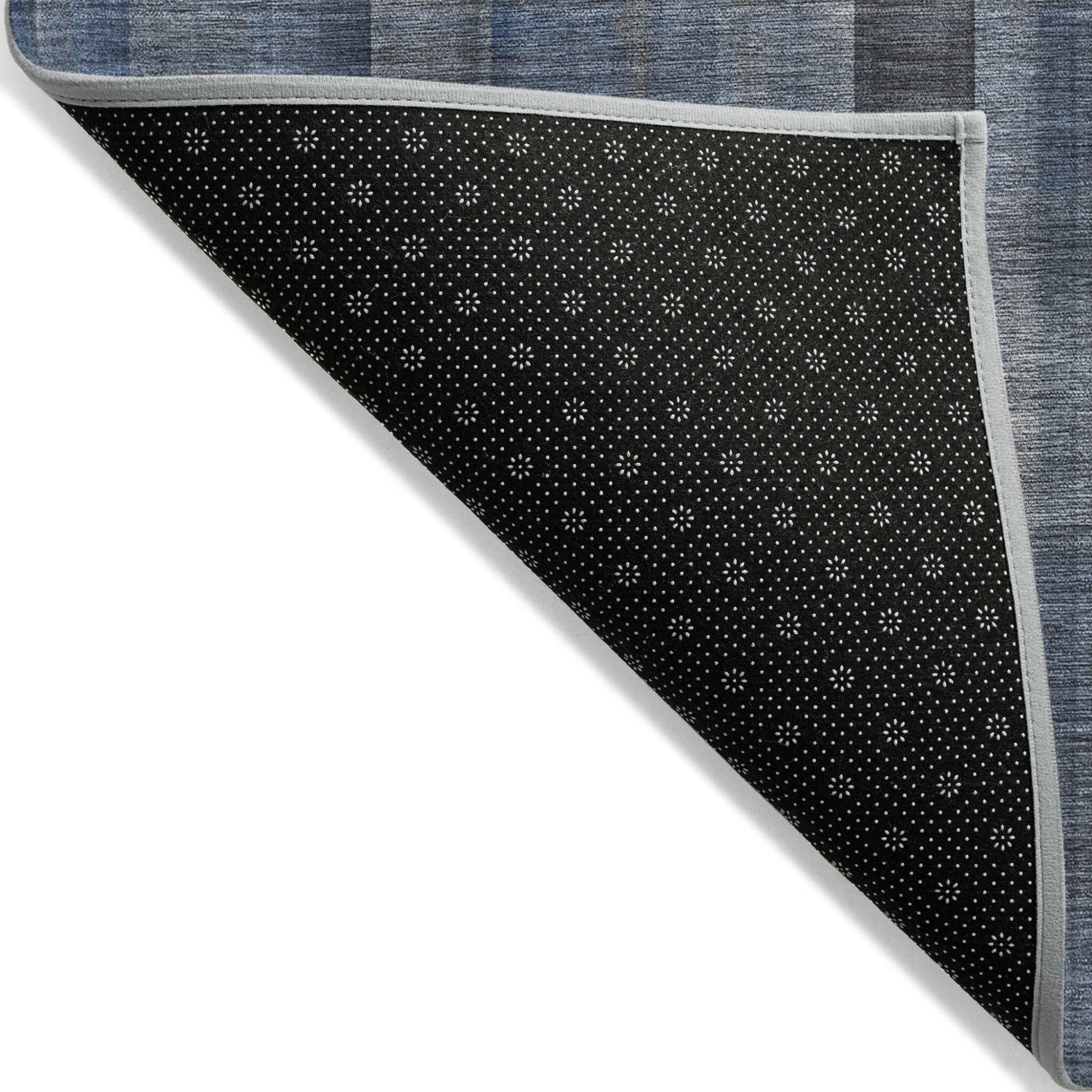 8' Round Blue Round Plaid Washable Non Skid Indoor Outdoor Area Rug