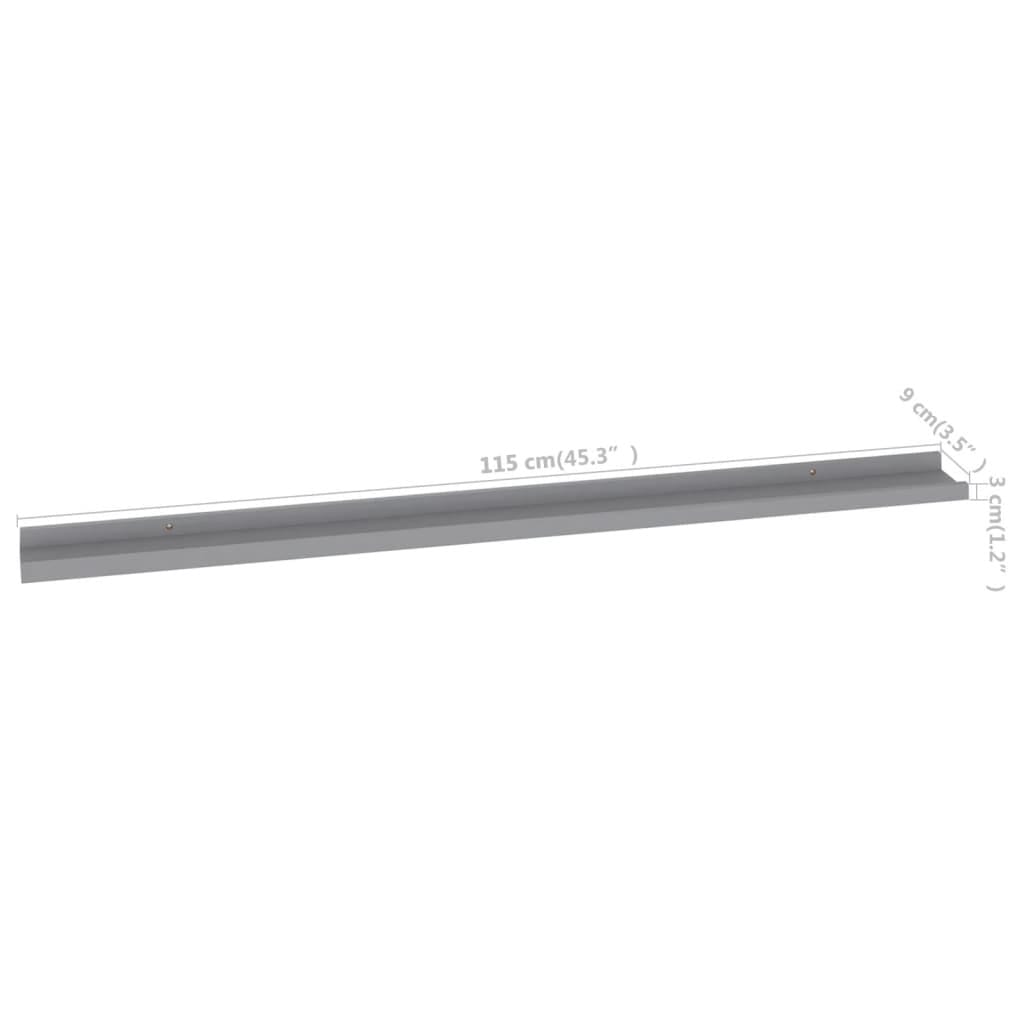 Wall Shelves 2 pcs Gray 45.3"x3.5"x1.2