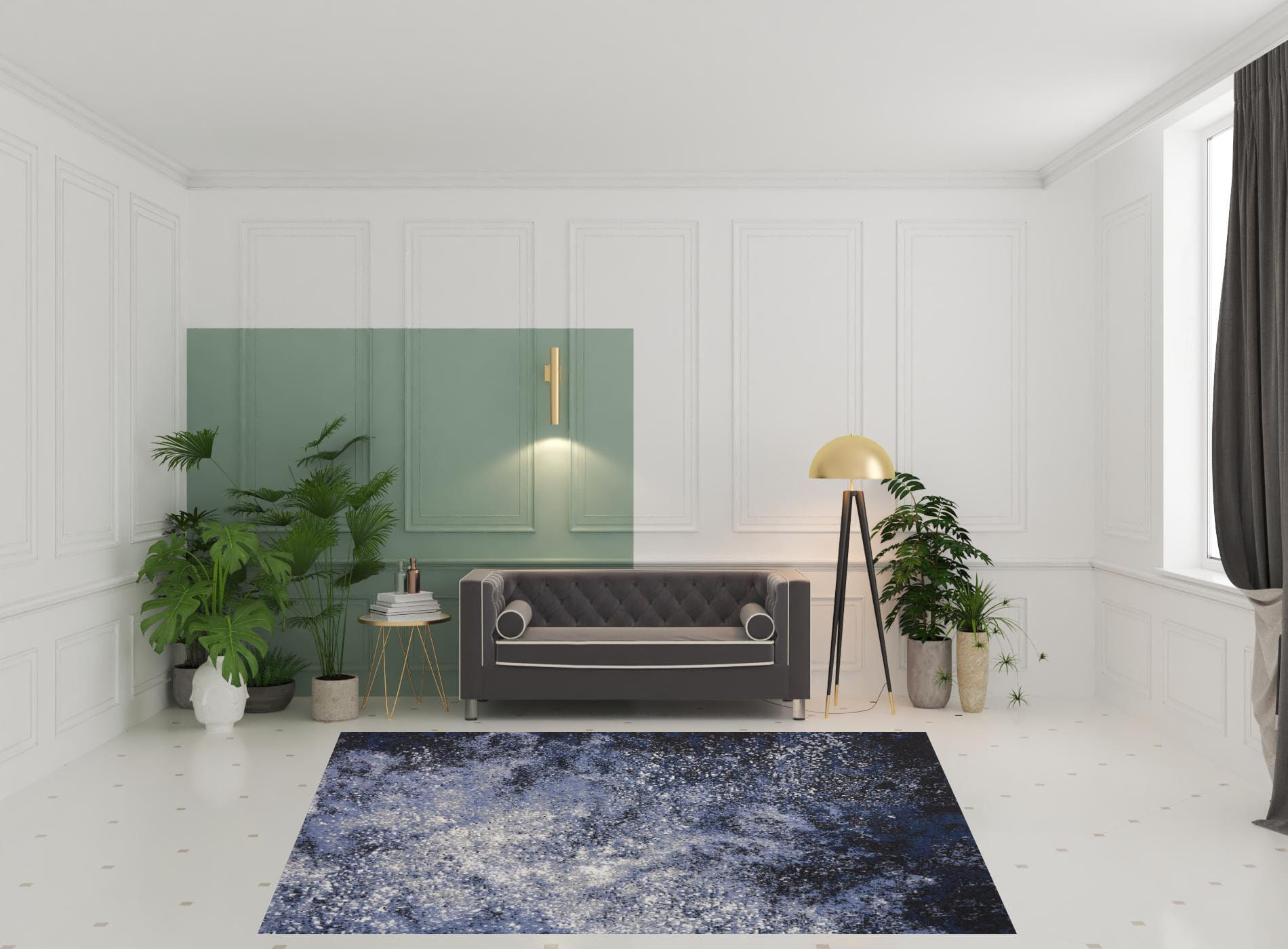 8' X 10' Light Blue Abstract Power Loom Distressed Area Rug