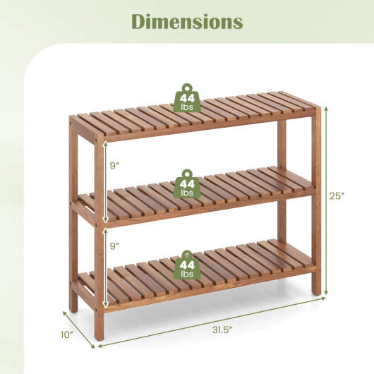 2/3-Tier Side Table Teak Wood Stand Utility Storage Shelf-3-Tier - Color: Natural - Size: 3-Tier