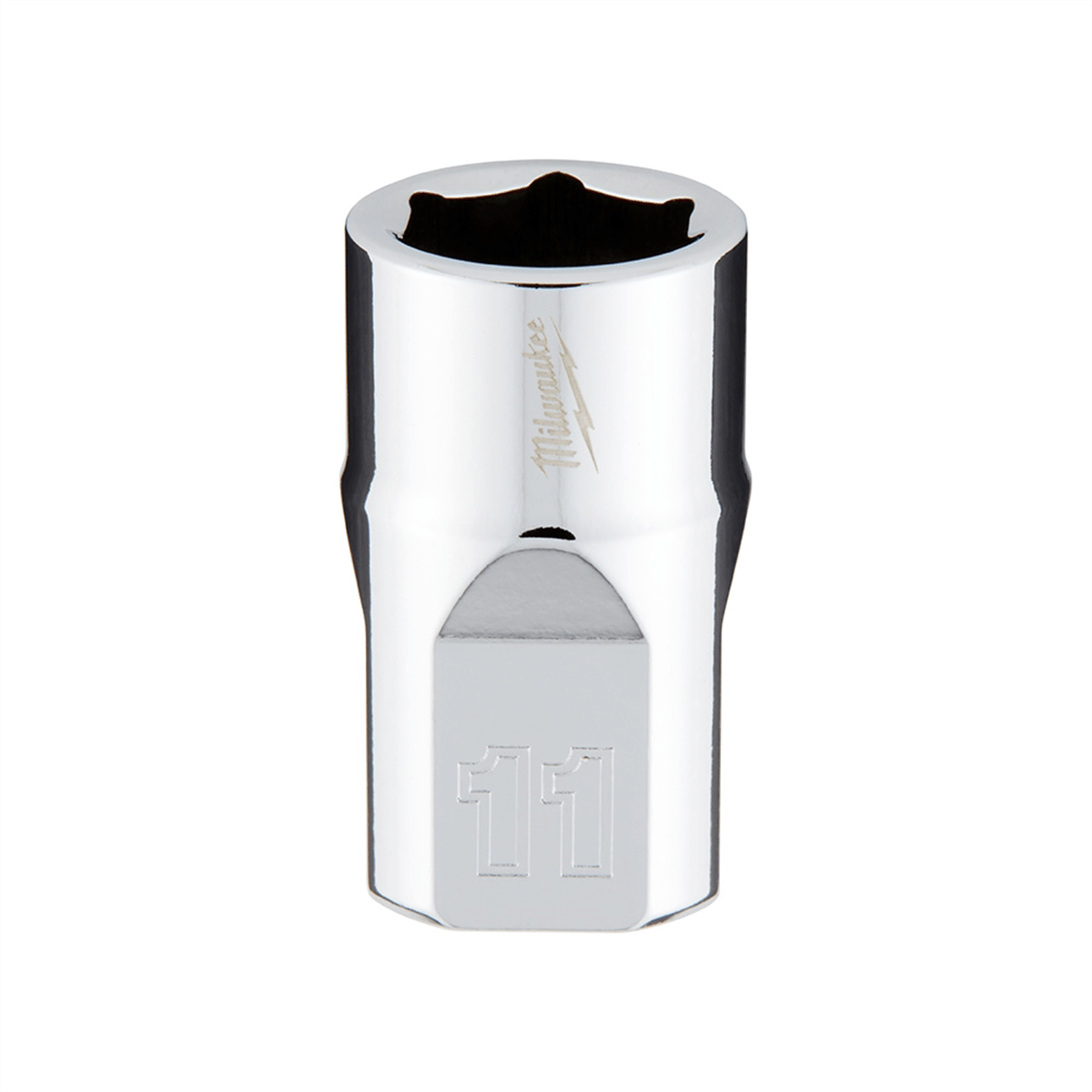 Milwaukee Tool 3/8" Drive 11mm  Metric 6-Point Socket with FOUR FLAT Sides, Vanadium Steel, Chrome