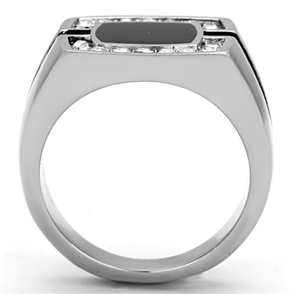TK1183 - High polished (no plating) Stainless Steel Ring with Top Grade Crystal in Clear