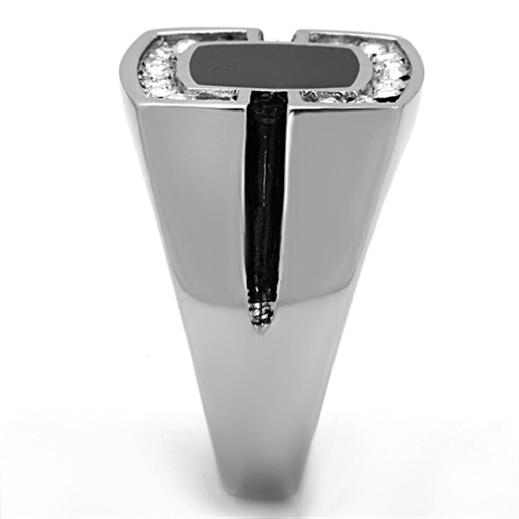 TK1183 - High polished (no plating) Stainless Steel Ring with Top Grade Crystal  in Clear