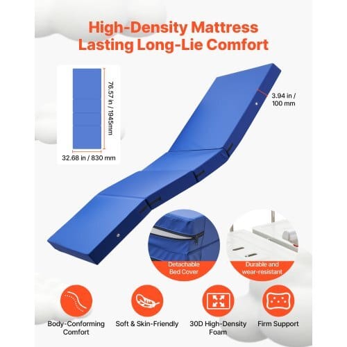 Premium 2 Function Full Electric Hospital Bed, ICU Electric Medical Bed with Backrest & Legrest Adjustment, 5" Locking Casters, High-Density Foam Mattress for Home Hospital, 550LBS Loading