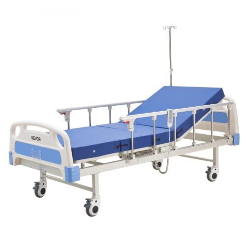 Premium 2 Function Full Electric Hospital Bed, ICU Electric Medical Bed with Backrest & Legrest Adjustment, 5" Locking Casters, High-Density Foam Mattress for Home Hospital, 550LBS Loading