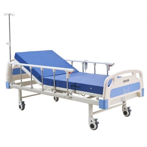 Premium 2 Function Full Electric Hospital Bed, ICU Electric Medical Bed with Backrest & Legrest Adjustment, 5" Locking Casters, High-Density Foam Mattress for Home Hospital, 550LBS Loading