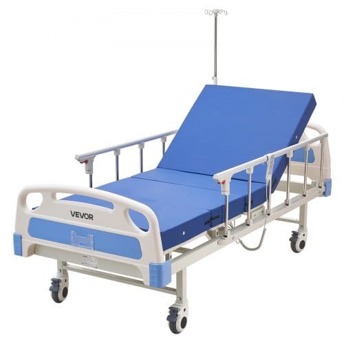 Premium 2 Function Full Electric Hospital Bed, ICU Electric Medical Bed with Backrest & Legrest Adjustment, 5" Locking Casters, High-Density Foam Mattress for Home Hospital, 550LBS Loading