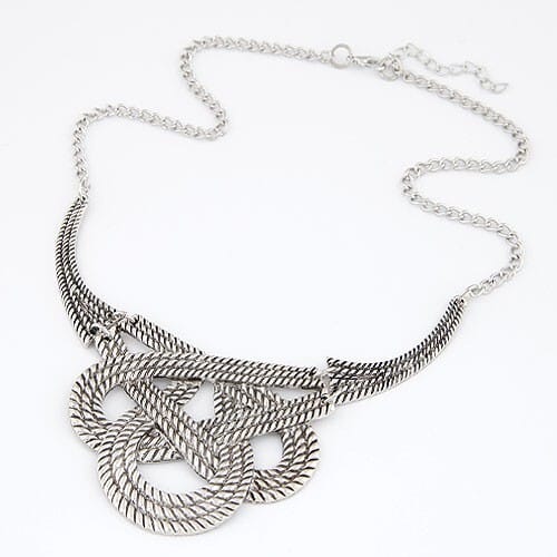 Simple Twined Design Alloy Necklace - Vintage Silver