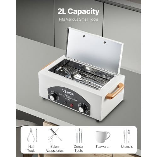 High Temperature Autoclave Machine, 2L, 300W High Temperature Cleaner Machine Box with Adjustable Temperature and Time, Dry Heat Cabinet Nail Tool Cleaner for Labs, Home, Nail and Beauty Salons