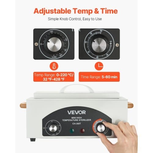 High Temperature Autoclave Machine, 2L, 300W High Temperature Cleaner Machine Box with Adjustable Temperature and Time, Dry Heat Cabinet Nail Tool Cleaner for Labs, Home, Nail and Beauty Salons