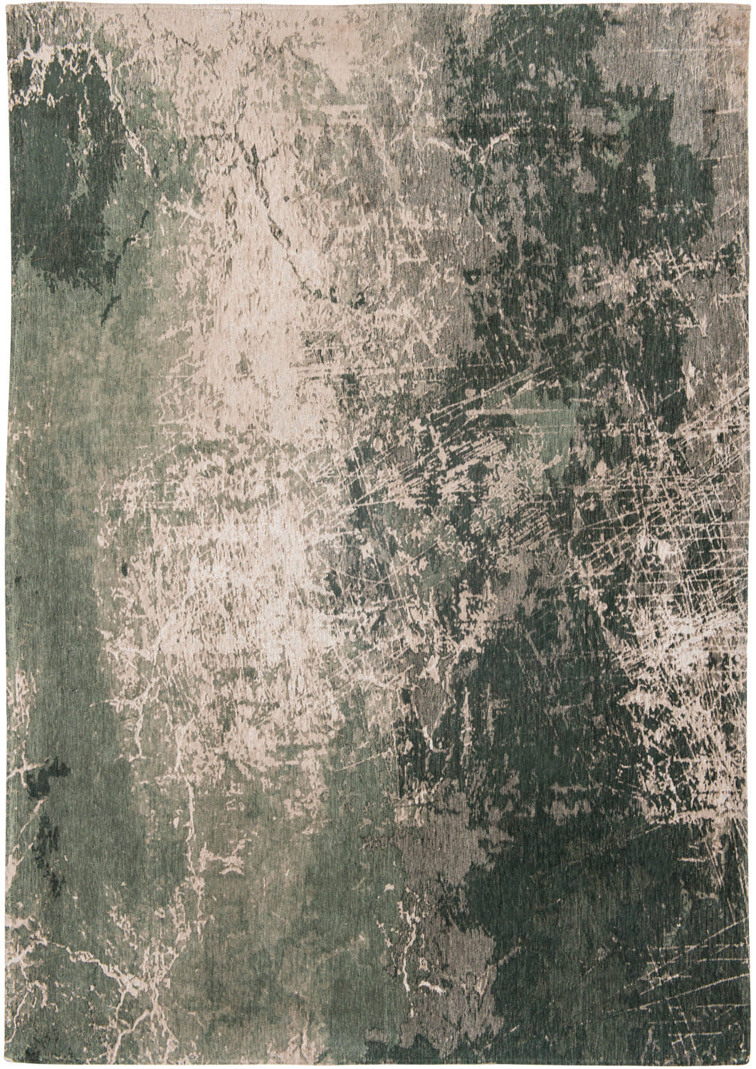 3' X 5' Beige and Green Abstract Non Skid Area Rug