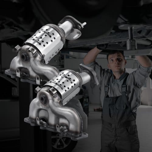 Catalytic Converter, 2 Pack, Compatible with Ford Police Interceptor Sedan Explorer FLEX Police Interceptor Utility Taurus/Lincoln MKS MKT MKZ, 3.5L V6, Front, Left, Right, Replacement OE 30585