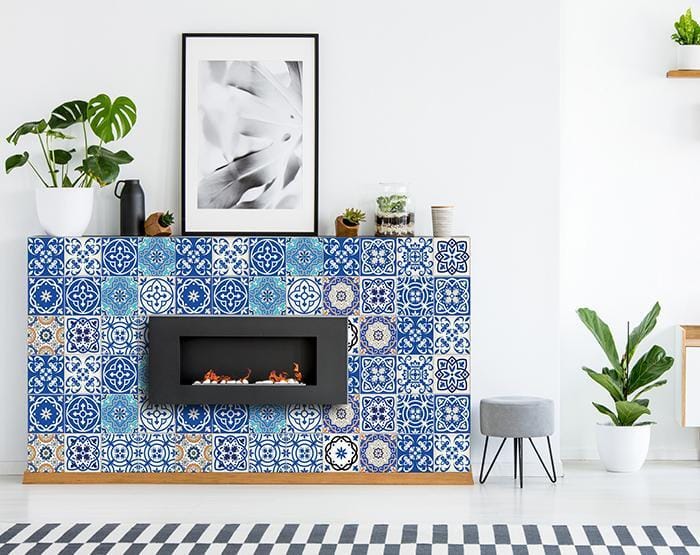 8" x 8" Blue and Aqua Pop Mosaic Peel and Stick Removable Tiles