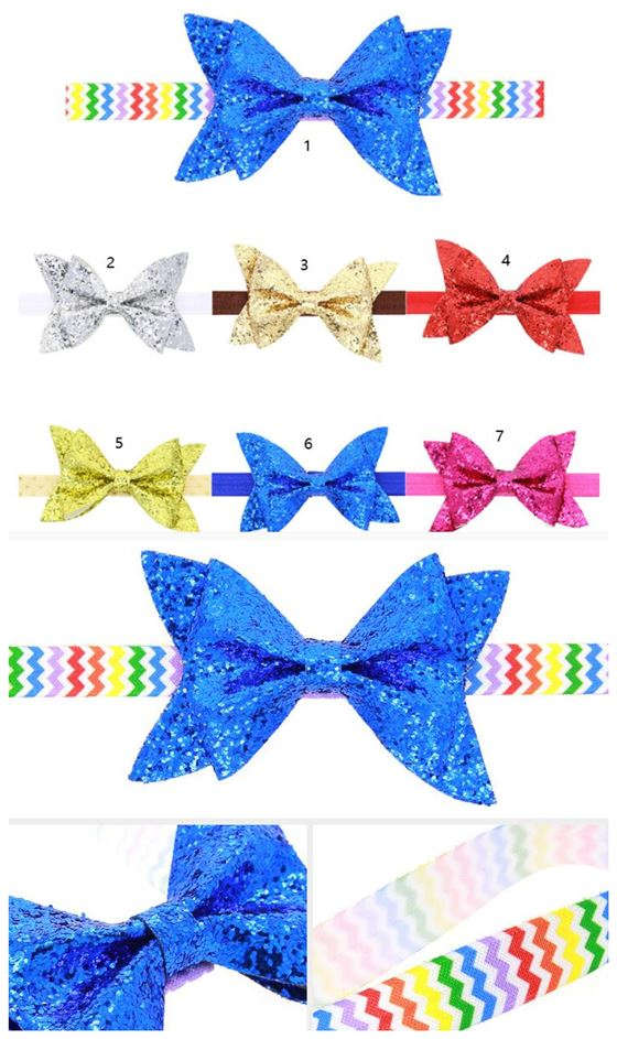 (7pcs) Shining Attractive Dual Layers Bowknot Baby/ Toddler Hair Band Set
