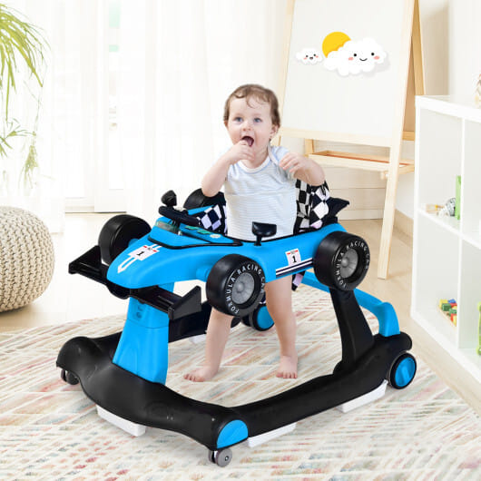 Costway 4-in-1 Baby Walker Foldable Activity Push Walker Adjustable Height Blue