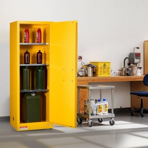 Flammable Cabinet, 23.2 x 18.1 x 65.0 inch, 23 Gallon Flammable Storage Cabinet with Adjustable Shelf, Cold-Rolled and Galvanized Steel Fire Cabinets, for Commercial Industrial Home Use, Yellow