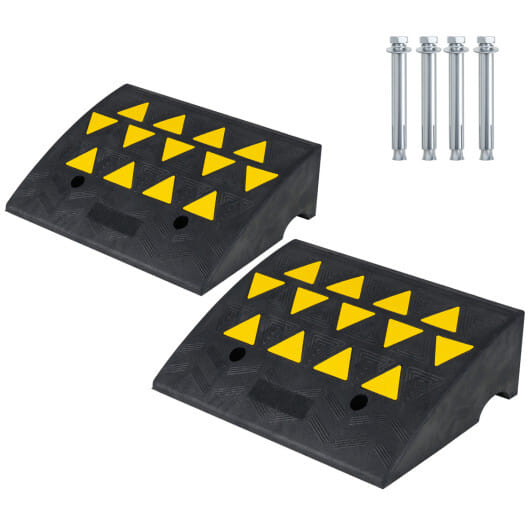 2 Pcs Driveway Threshold Ramps with 5/6 Inch Rise for Medium Trucks-M - Color: Black - Size: M