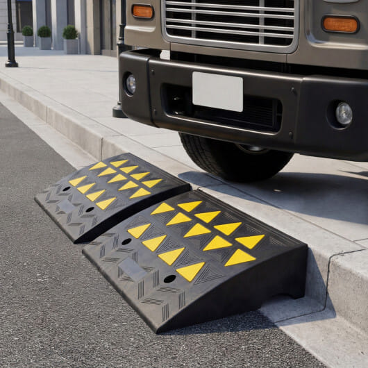 2 Pcs Driveway Threshold Ramps with 5/6 Inch Rise for Medium Trucks-M - Color: Black - Size: M