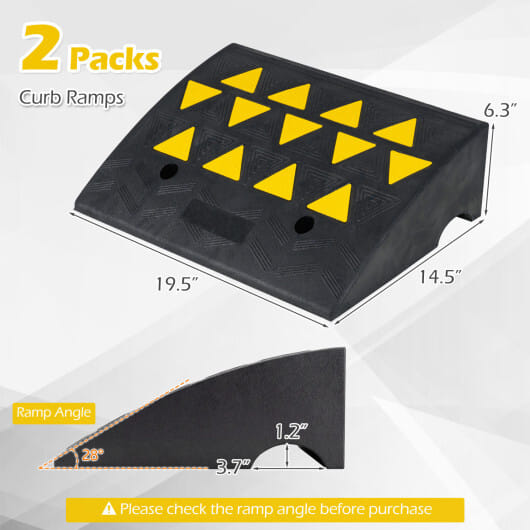 2 Pcs Driveway Threshold Ramps with 5/6 Inch Rise for Medium Trucks-M - Color: Black - Size: M