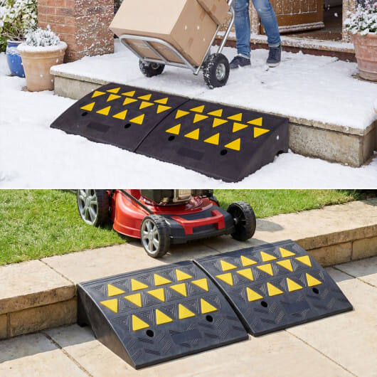 2 Pcs Driveway Threshold Ramps with 5/6 Inch Rise for Medium Trucks-M - Color: Black - Size: M