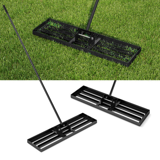 36 x 10 Inch Lawn Leveling Rake with Ergonomic Handle-Black - Color: Black