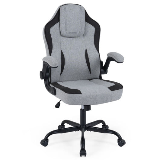 Ergonomic Computer Office Chair with 90° Flip-up Armrests-Gray