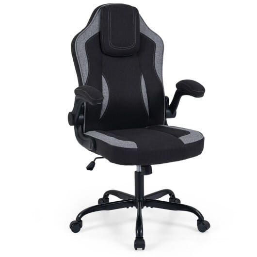 Ergonomic Computer Office Chair with 90° Flip-up Armrests-Gray