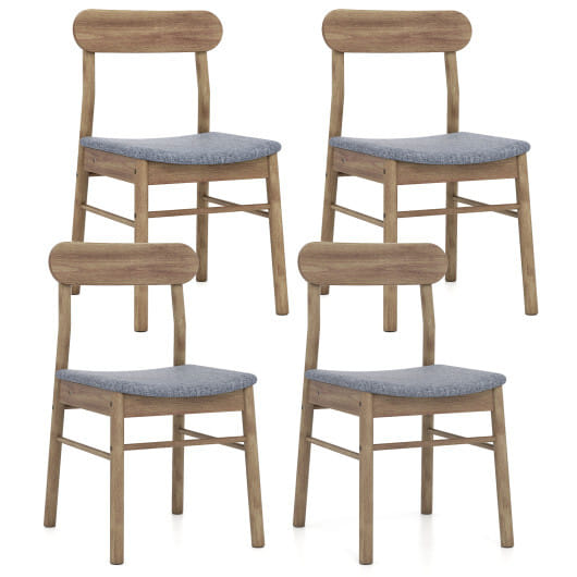 Fabric Upholstered Kitchen Armless Dining Chairs with Rubber Wood Frame Set of 4-Oak - Color: Oak