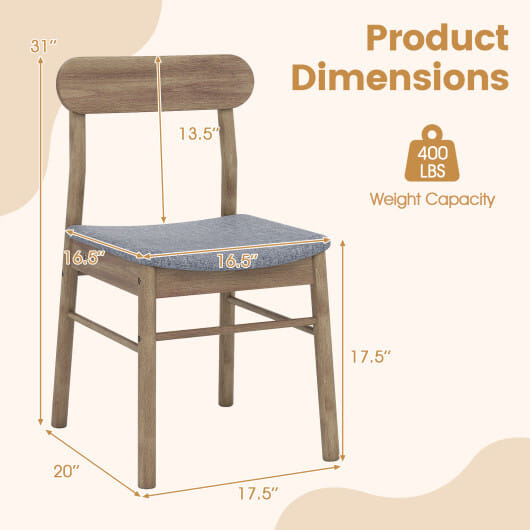 Fabric Upholstered Kitchen Armless Dining Chairs with Rubber Wood Frame Set of 4-Oak - Color: Oak